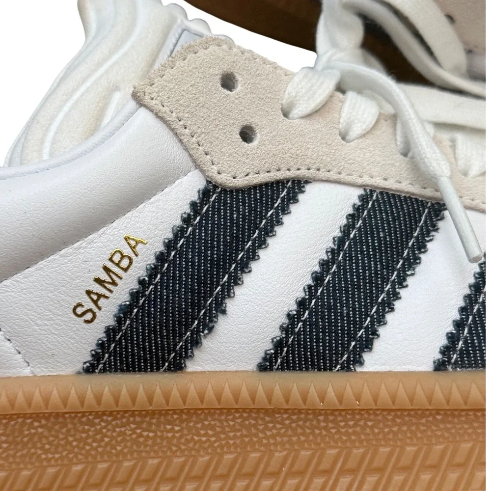 Adidas Samba XLG White Night Indigo Denim Sneakers Gum Sole Unisex M 7 / W 8.5